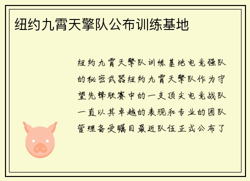 纽约九霄天擎队公布训练基地