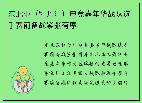 东北亚（牡丹江）电竞嘉年华战队选手赛前备战紧张有序
