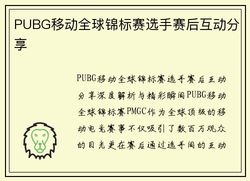 PUBG移动全球锦标赛选手赛后互动分享